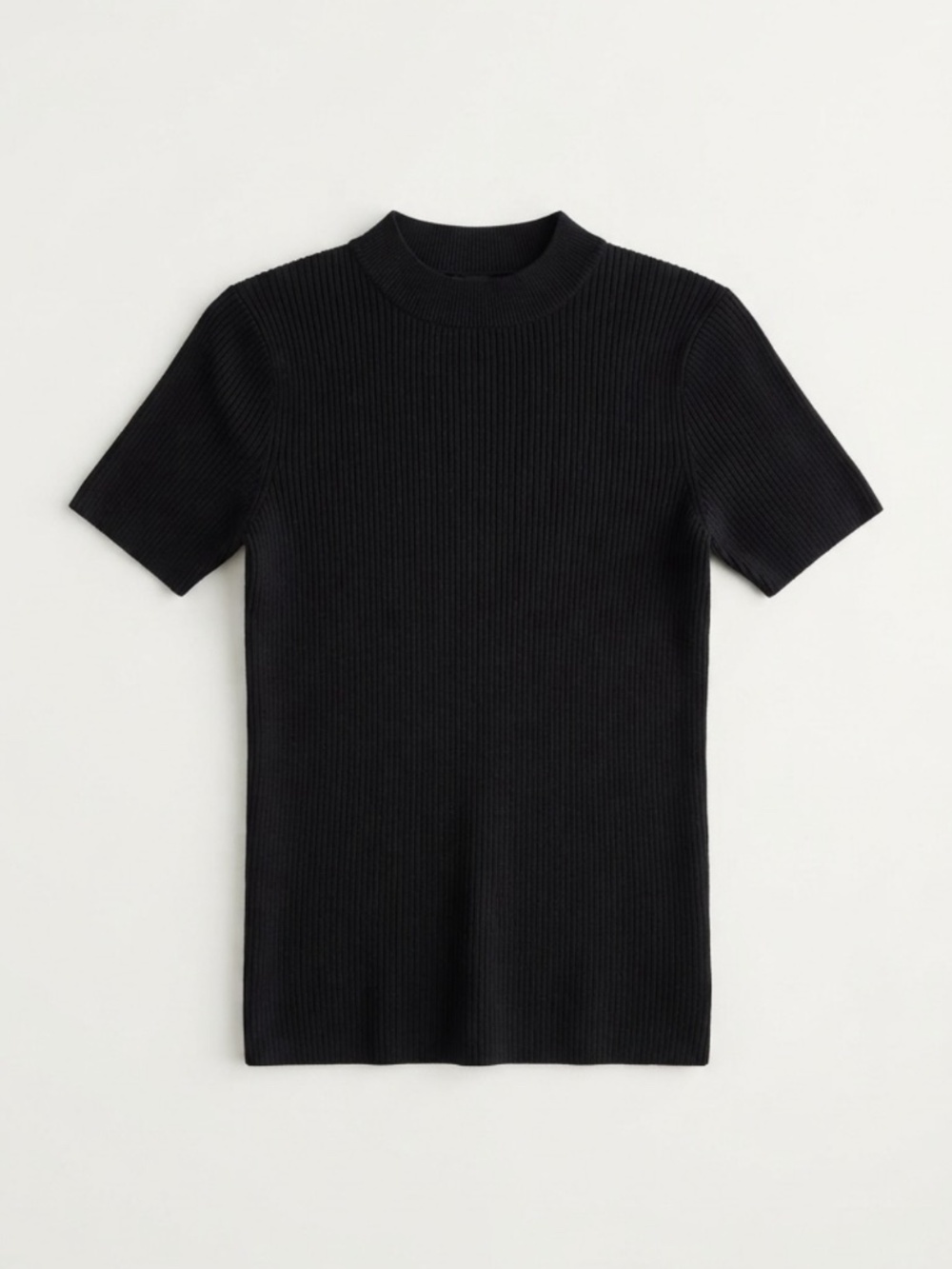 Fendi Black Ribbed Knit Short-Sleeve Pullover (IT 36 / US XS)